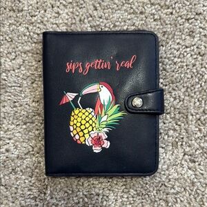 Passport navy blue Tropical Print holder